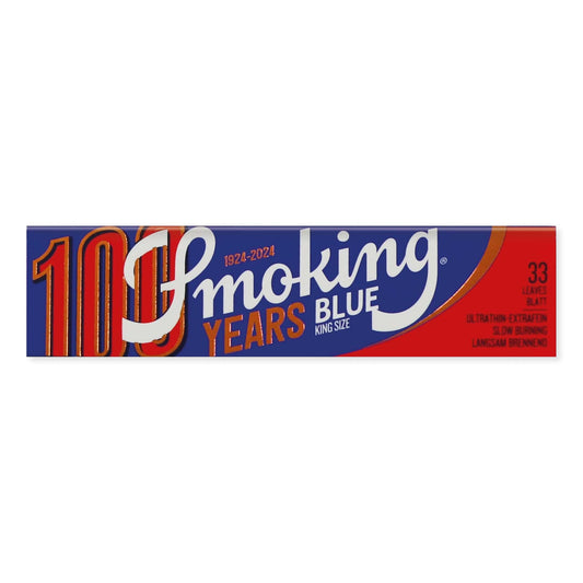 Smoking Blue King Size Blättchen 33 Blatt, ultradünn, langsames Brennen