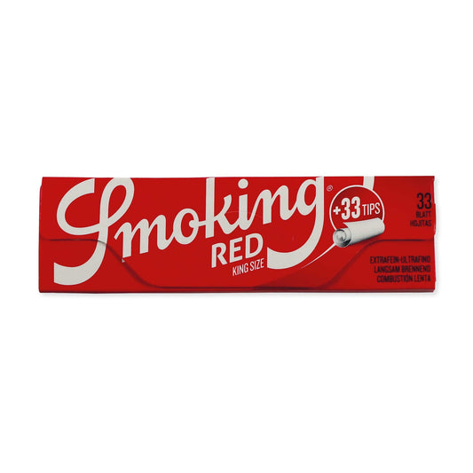 Smoking Red King Size Zigarettenpapier mit Filter-Tips, extra dünn, langsam brennend